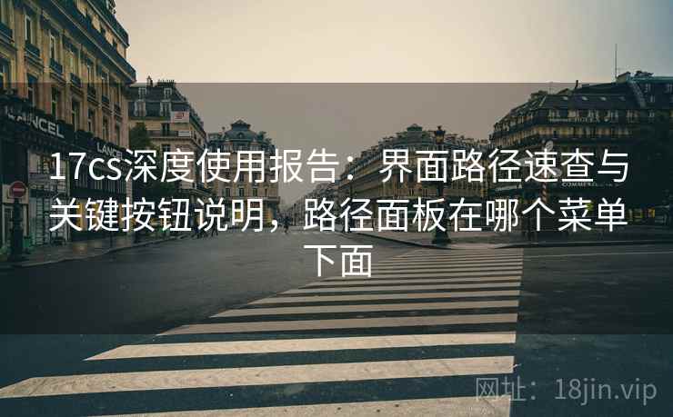 17cs深度使用报告：界面路径速查与关键按钮说明，路径面板在哪个菜单下面