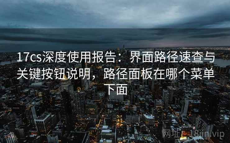 17cs深度使用报告：界面路径速查与关键按钮说明，路径面板在哪个菜单下面