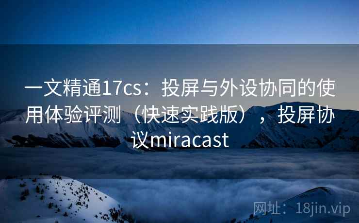 一文精通17cs：投屏与外设协同的使用体验评测（快速实践版），投屏协议miracast