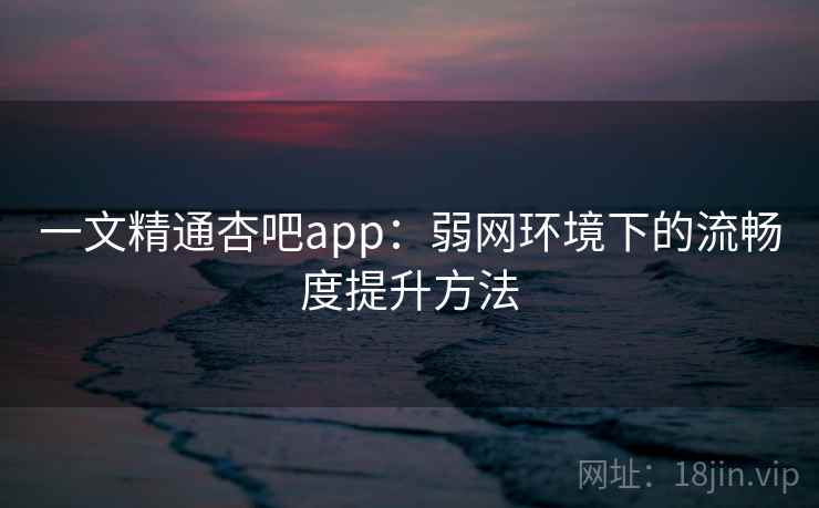 一文精通杏吧app：弱网环境下的流畅度提升方法